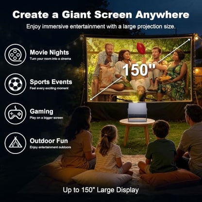 Sainyer Mini Projector, WiFi Bluetooth, 1080P, 4K, Halloween Christmas | Auto Keystone, Adjustable Stand, HDMI USB, APP Compatible, Portable Home Theater for Halloween, Christmas, Bedroom & Camping