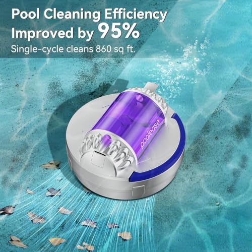 Cordless Pool Vacuum Robot with Dual high-Powerful Motors Provide Strong Suction, Self-Parking, 100 Min Runtime, Robotic Pool Cleaner for Above/In-ground Flat Pool up to 960 Sq.ft