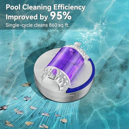 Cordless Pool Vacuum Robot with Dual high-Powerful Motors Provide Strong Suction, Self-Parking, 100 Min Runtime, Robotic Pool Cleaner for Above/In-ground Flat Pool up to 960 Sq.ft