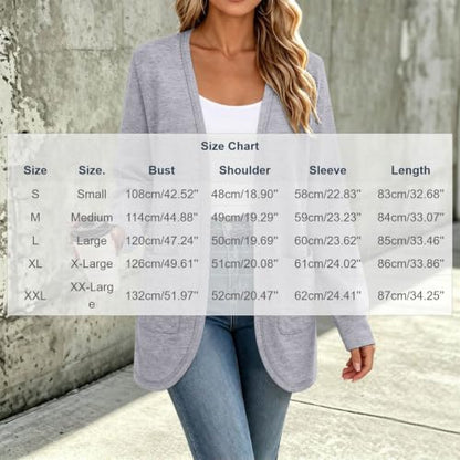 Cotton Cardigans for Women Womens Lightweight Sweater Long Cardigan Sweaters for Women Open Front Sweater Casual Office Outerwear Loose Fit Teacher Lightweight Knit Coat Gray,XL