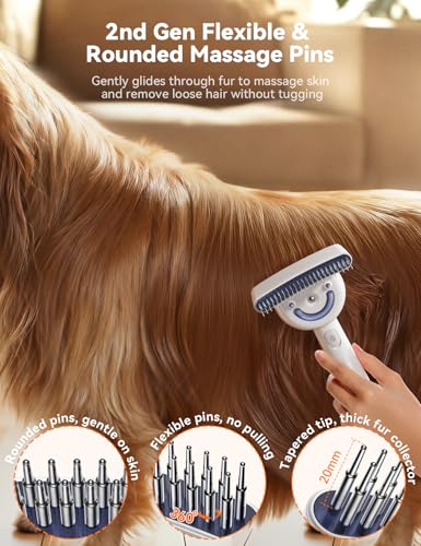 Dog Brush for Grooming,FEELNEEDY Cat Brush for Shedding,Dual-Sided Dematting and Deshedding Dog Brush with 2 Spray Levels Steam Brush, Detangling Rake for Long-Hair Dogs and Cats, for Medium-Thick Coats Prone to Tangles & Shedding