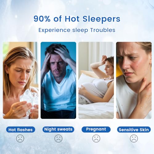 PHF Double Cooling Blanket for Hot Sleepers King Size, Arc-Chill Q-Max>0.5 with Double Cooling, Summer Blanket Absorbs Heat to Keep Cool All Night for Night Sweats (Ice Blue, 108''x90'')