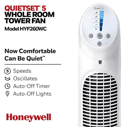 Honeywell QuietSet Whole Room Tower Fan, White, HYF260WC