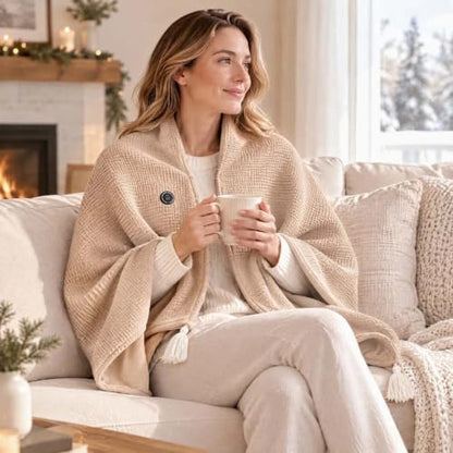 Heated Shawl Wraps for Women Zip Up USB Portable Wearable Blanket | Portable USB Heated Blanket Shawl with 3 Heat Settings & Fast Heating, Home Outdoor Office Use, Battery Pack Not Included
