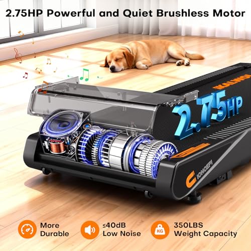 Walking Pad Treadmill with Speaker, 4-in-1 6.2MPH Treadmill for Home with App Compatible, 10% Incline, LED Display, 2.75HP Brushless Motor, 350 LB Weight Capacity, 12 HIIT Programs