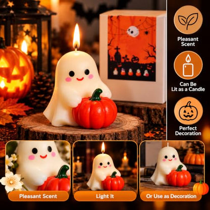 Halloween Candles, Pumpkin Skull Finger Ghost Candle Set, Halloween Decor!