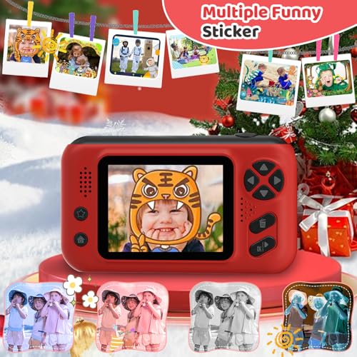 Kids Camera, Birthday Gifts for Boys and Girls Age 3-8,Video Recorder for Kids 8-12,Childrens Digital Camcorder for vlogging Portable Kids Selfie Camera with 32GB SD Card Red