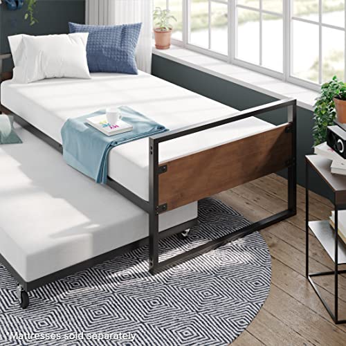 ZINUS Suzanne Bamboo and Metal Daybed with Trundle/Mattress Foundation with Steel Slat Support/Easy Assembly, Twin