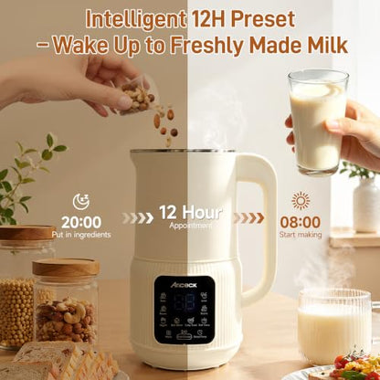 Ariceck 1.2L Automatic Nut Milk Maker, 8-in-1 Soy & Almond Milk Machine