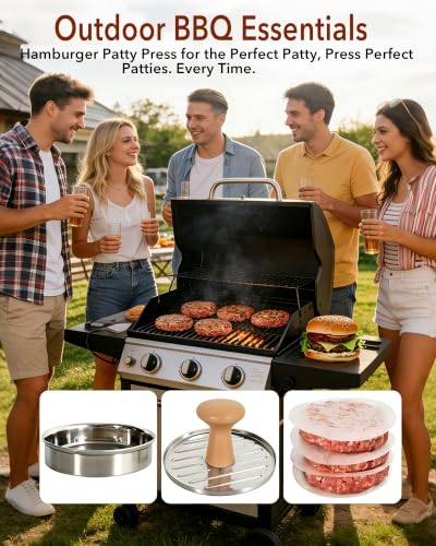 Hamburger Patty Press, 5 Inch Stainless Steel Burger Mold