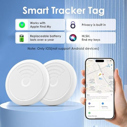 GPS Tracker for Vehicles,Mini Hidden Car Tracker with 4 Waterproof Cases and Keyrings, No Monthly Fee Car Tracker with Apple Find My(iOS Only) -（White,4PCS）
