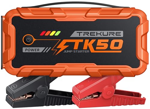 TREKURE 6000A Booster Pack, 26800mAh Jump Starter for Car Battery, All Gas/12L Diesel Portable Car Battery Power Pack, Safe Jumper Cables with Fast Charge & LED Light