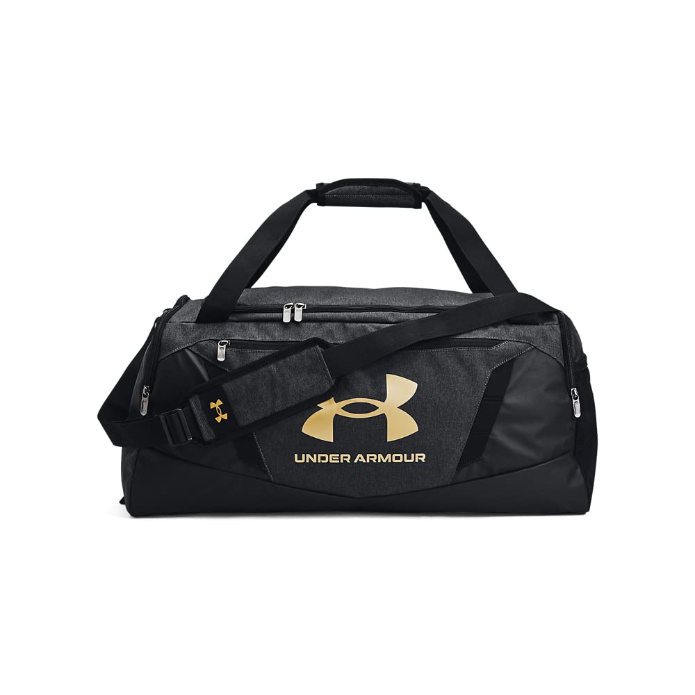 Under Armour Unisex-Adult Undeniable 5.0 Duffle, Black Medium Heather (002)/Metallic Gold, Medium (58L), Undeniable 5.0 Duffle