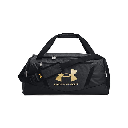 Under Armour Unisex-Adult Undeniable 5.0 Duffle, Black Medium Heather (002)/Metallic Gold, Medium (58L), Undeniable 5.0 Duffle
