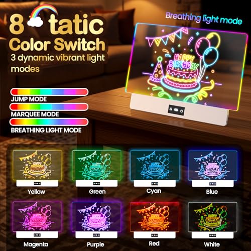TAEMVV Led Drawing Board Kids Birthday Gift for Girls,Black/White | 16 Inch 15H Battery & Stand, 8 Colors 3 Dynamic Modes, Light Up Writing Tablet Gifts for 3 4 5 6 8-12 Year Old Girls