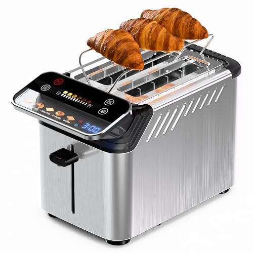WHALL Toaster 2 Slice, Touch Screen Toasters with Projection Display