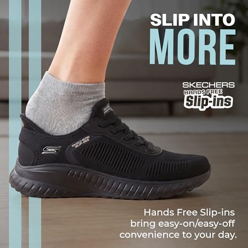 Skechers Women's Hands Free Slip-ins Bobs Squad Chaos-Current Muse Sneaker, Black/Black, 9