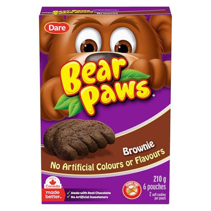 Bear Paws Brownie Cookies - Soft Cookie Snack Packs, School Snacks, Made With Real Chocolate, Peanut Free, 210g, 6 Pouches