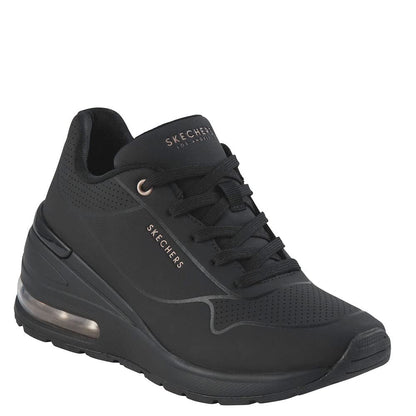 Skechers Women's Million Elevated Air Sneaker, Black, 8.5