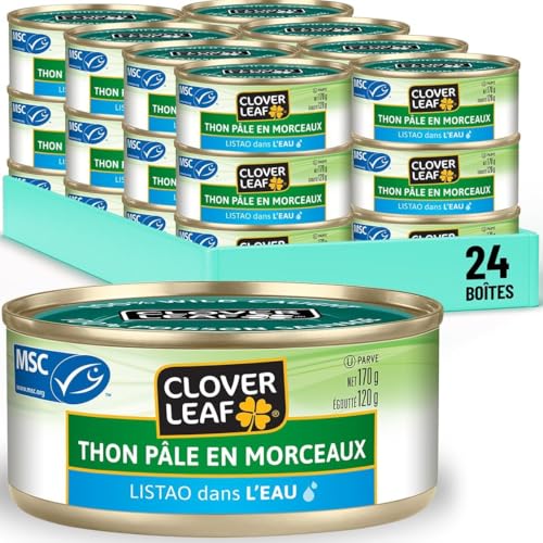 Clover Leaf Chunk Light Skipjack Canned Tuna in Water, 170g, 24 Count