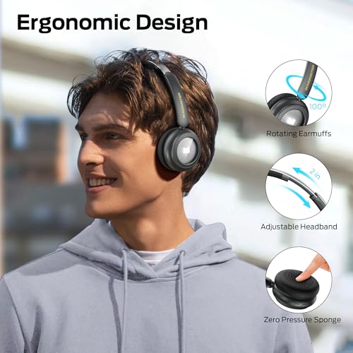 Monster N-Tune MINI 01 Bluetooth Headphones Over Ear, Active Noise Cancelling Headphones, Bluetooth 6.0 Wireless Headphones with Speed Charge, HiFi Stereo Audio, 50H Playtime, Black