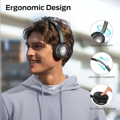 Monster N-Tune MINI 01 Bluetooth Headphones Over Ear, Active Noise Cancelling Headphones, Bluetooth 6.0 Wireless Headphones with Speed Charge, HiFi Stereo Audio, 50H Playtime, Black