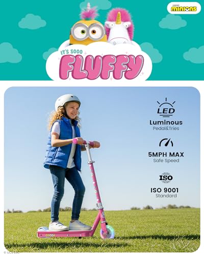 Gyroor Minions KS2 Kids Electric Scooter Ages 3 to 8 Deep Pink