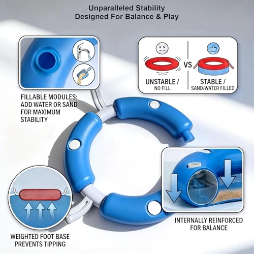 Dual Pool Basketball Hoop with Backboard for Boys Girls 2-in-1 Floating Pool Toys Ring Game 4 Balls 8 Rings & Pump Outdoor Swimming Pool Basketball Games Water Play Summer Toy for Adults and Family