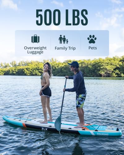 ZLX Inflatable Paddle Board, 11'6" Stand Up Paddleboard for Beginners, Wide SUP with Stable Center Fin, Non-Slip Deck Pad, All Skill Levels, 500LBS