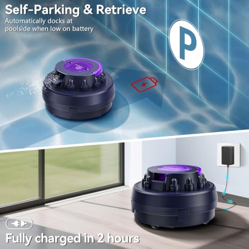 X1A Cordless Robotic Pool Vacuum for Above Ground Flat Pool up to 960 Sq.ft | Pool Cleaner Robot 100 Min Runtime, Self-Parking, with Dual high-Powerful Motors Provide Strong Suction