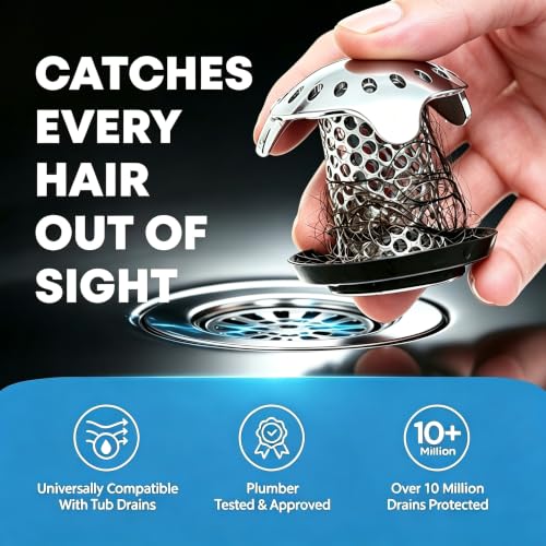 Bath Tub Drain Protector Hair Catcher Strainer Stainless Steel