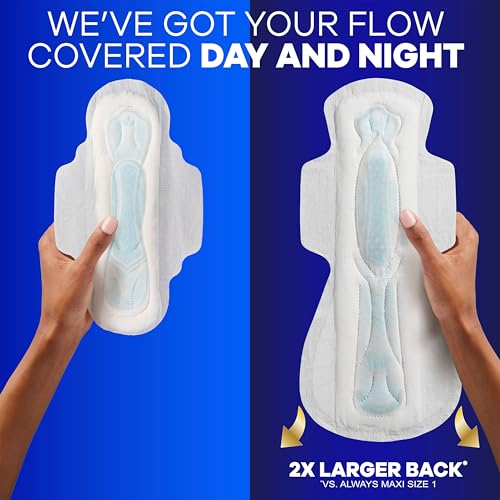 Always Maxi Pads, Extra Heavy Overnight Pad with Wings, Size 5, 14 Count