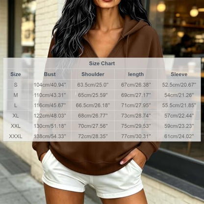Hoodies for Women Womens Hoodies V Neck Hooded Sweatshirt Loose Drop Shoulder Long Sleeve Pullover with Pockets Daily Commute Coffee S