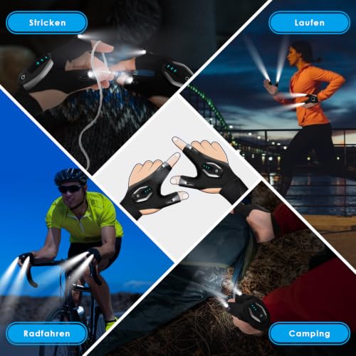 KEZKALS Stocking Stuffers for Adults Men Rechargeable Flashlight Gloves
