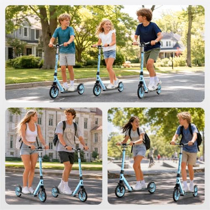 WAYPLUS Kick Scooter for Ages 6+,Kid, Teens & Adults. Max Load 240 LBS. Foldable, Lightweight, 8IN Big Wheels for Kids, Teen and Adults, 4 Adjustable Levels. Bearing ABEC11