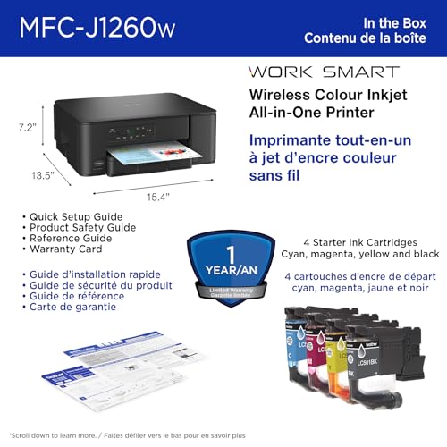 Brother MFC-J1260W Work Smart Wireless Colour Inkjet All-in-One Printer