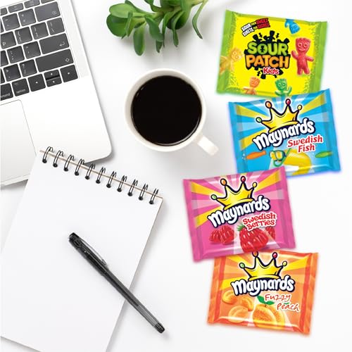 Maynards, Assorted Individually Wrapped Candy 1.12kg (Pack of 90) | Sour Patch Kids, Fuzzy Peach, Swedish Berries, Swedish Fish, Gummy Candy, Sour Candy, Prepared in Canada
