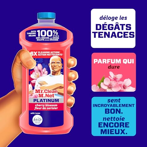 Mr. Clean All Purpose Cleaner, Mop Soap, Floor Cleaner for Mopping Home, Bathroom, & Kitchen, Cleaning Liquid for Mop & Bucket, Cherry Blossom, 4.8L (pack of 4)