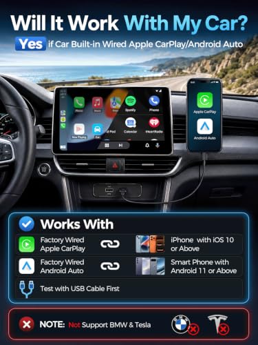 Mini Wireless CarPlay & Android Auto Dongle for Digital Media Receivers