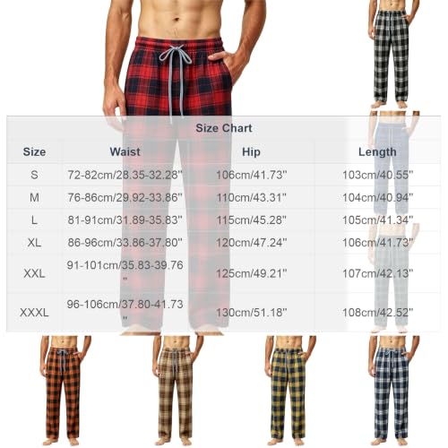 Buffalo Plaid Pajama Pants Men Flannel Pj Bottoms with Pockets