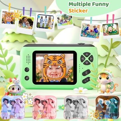 Kids Camera for Boys and Girls HD Selfie Digital Camera for 3-12 Year Old Kids with Tripod & SD Card, Perfect for Christmas & Birthday Gifts Best Festival Gift(Green)