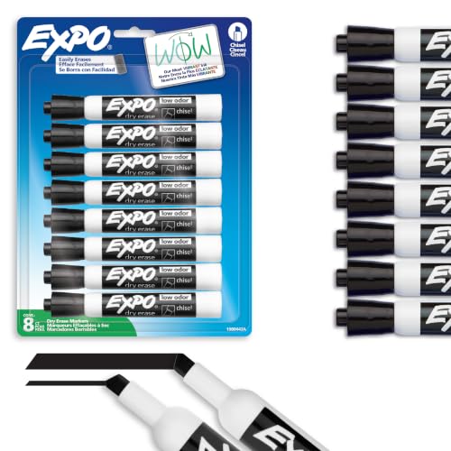 Expo Low Odor Dry Erase Markers, Chisel Tip, Black, 8 Count, 1980443
