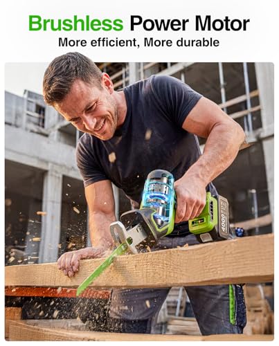 Cordless Reciprocating Saw 21V: One-Handed Reciprocating Saw with 0-3500 RPM Brushless Motor, 2 x 4.0Ah Batteries, 8 Quick-Change Blades, LED Light, Perfect for Wood PVC Metal Cutting