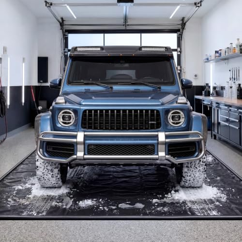 DremGara 7'9" x 16' Garage Floor Mat, 610GSM PVC Containment Mat for Cars | Heavy-Duty, 1.2in Raised Edges, Waterproof Garage Protection, Non-Slip Design, Easy Hose Clean, Kit with Squeegee