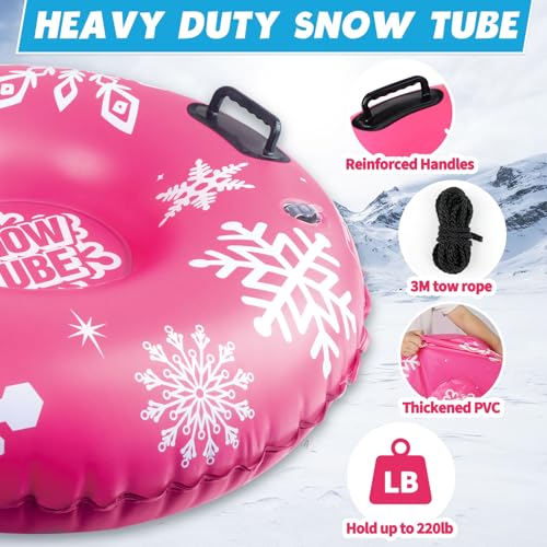 ZMLM 2 Pack Snow Tube for Sledding - 36" Inflatable Snow Sled for Kids | 36" Snow Tubes Heavy Duty Blow Up Tube with Handles Toddler Adults Outdoor Winter Toys Gift for Tubing Sled Sport Supplies