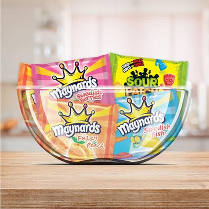 Maynards, Assorted Individually Wrapped Candy 1.12kg (Pack of 90) | Sour Patch Kids, Fuzzy Peach, Swedish Berries, Swedish Fish, Gummy Candy, Sour Candy, Prepared in Canada