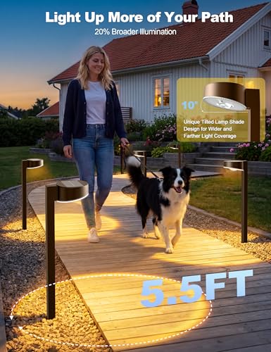 VOLISUN Solar Pathway Lights, 8 Pack LED Solar Lights Outdoor Waterproof, Garden Lighting for Yard Path Landscape Lawn Walkway Driveway, Brown