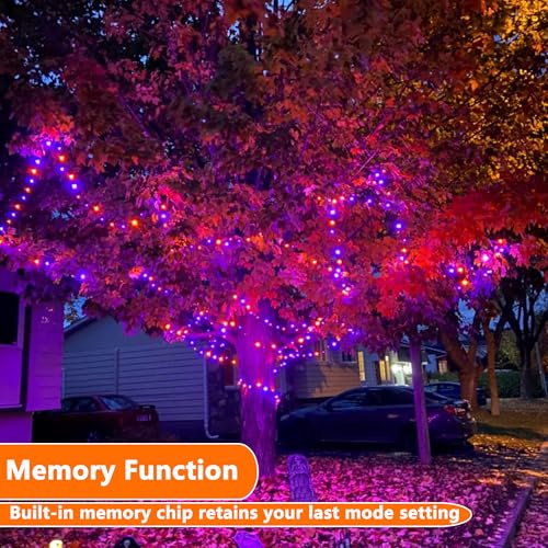 Joomer Orange Purple Halloween Lights, 100FT 300LED Plugin Connectable