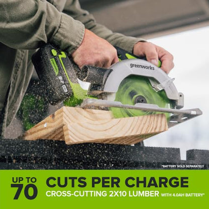 Greenworks 24V Cordless Brushless Combo 400 in-lbs Drill/Driver +1950 in-lbs Impact Driver +6.5" Circular Saw +200LM Flashlight, 2.0Ah + 4.0Ah Batteries (24,000mAh Power Bank) and 65W USB-C Charger