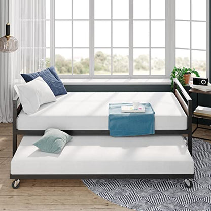 ZINUS Suzanne Bamboo and Metal Daybed with Trundle/Mattress Foundation with Steel Slat Support/Easy Assembly, Twin